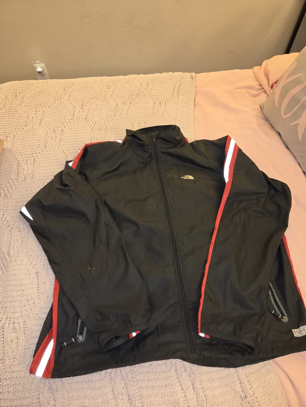The North Face Men’s Black Windbreaker with Red Trim
